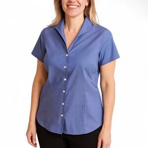 Coldwater Creek Short Sleeve Collared Button Down Shirt Blue Size X Large